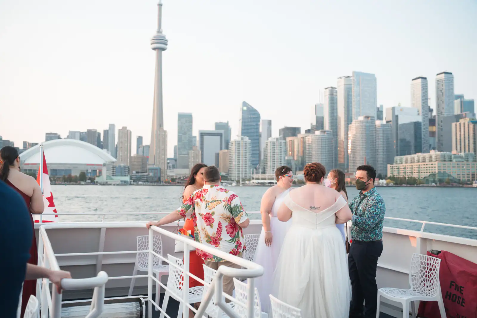 Wedding cocktail hour on deck