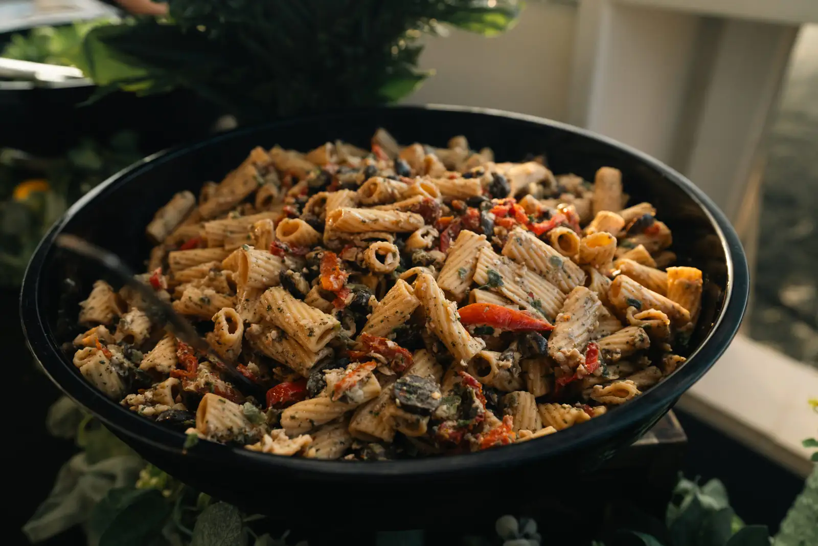 A fresh pasta salad from the onboard menu
