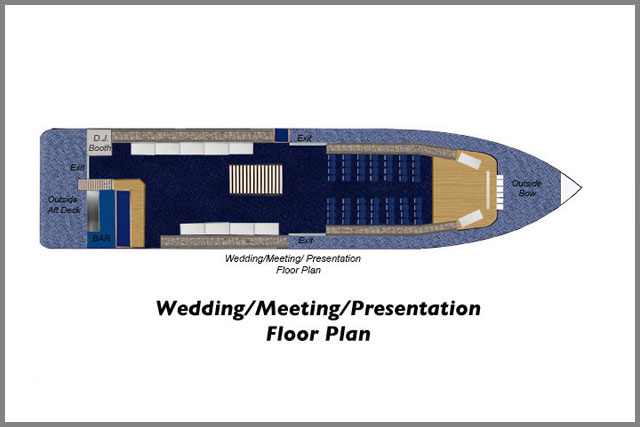 Floor plans for Wedding/Meeting/Presentations for our cruise boats.