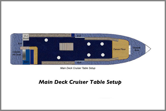 Main Deck Cruiser Table floor plans for our cruise boats.