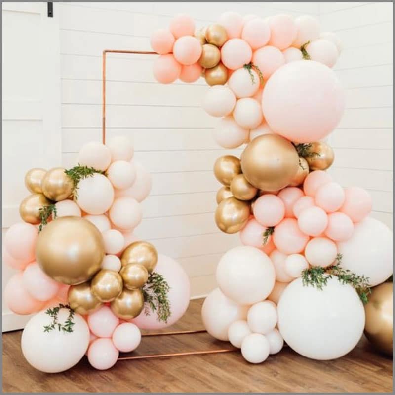 A rectangular arch of party balloons.