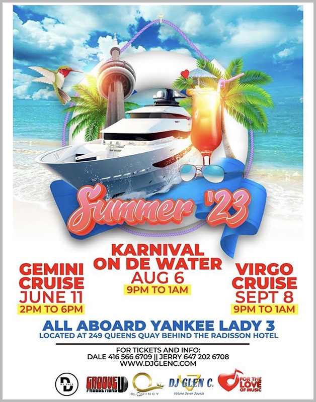 Flyer for the Karnival Cruise in Toronto on July 31 st.