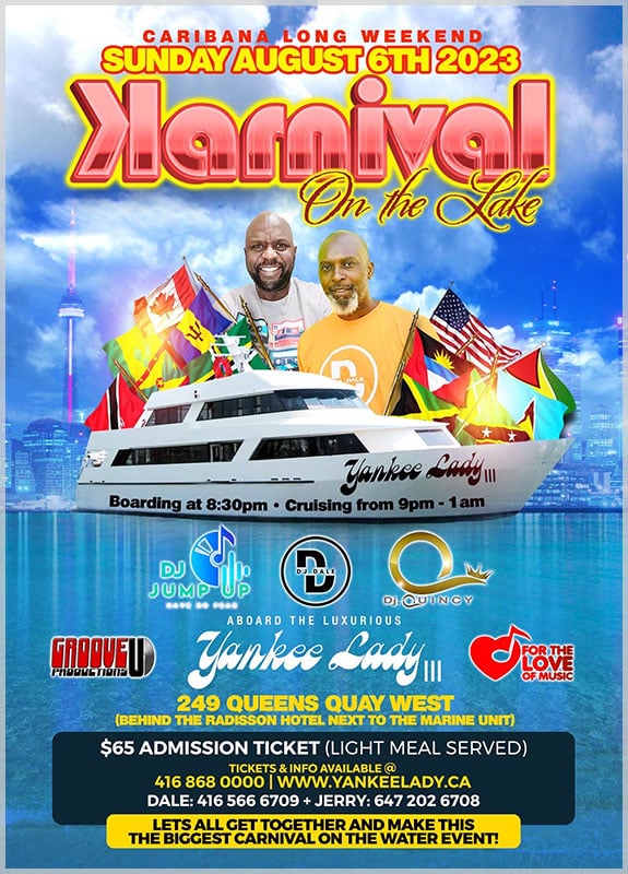 Flyer for the Karnival Cruise in Toronto on July 31 st.