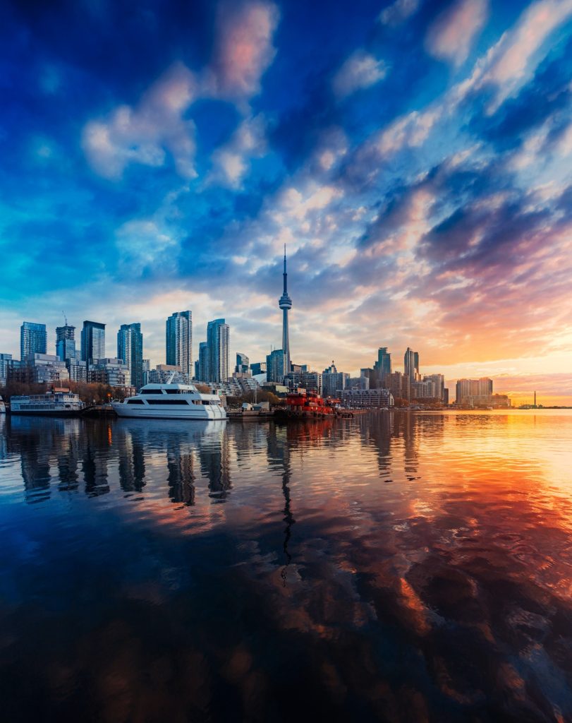 Yankee Lady boat charter cruising on Lake Ontario with a scenic Toronto skyline view